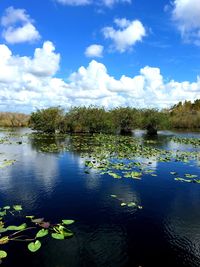 Scenic view of lake against sky