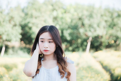 Portrait of girl standing outdoors