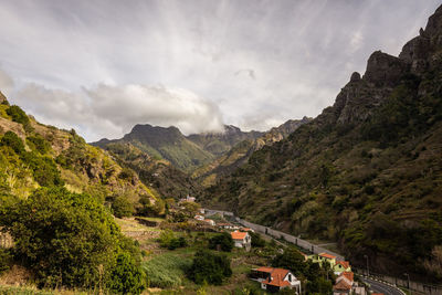 Scenic view of mountains against sky