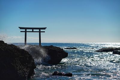 Scenic view of sea against clear sky