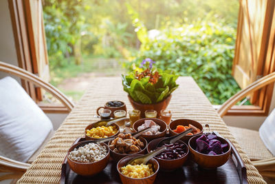 High angle view of food on table