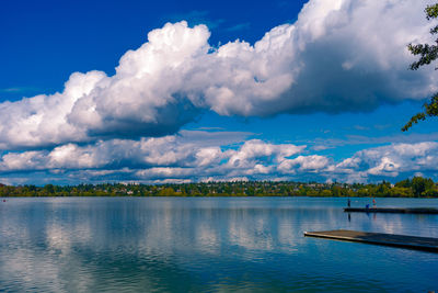 Scenic view of lake against sky