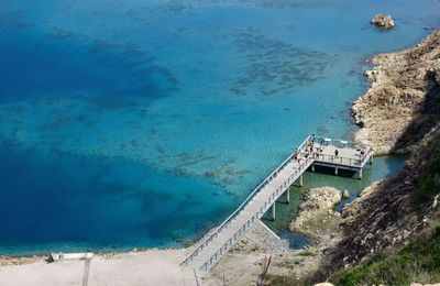 High angle view of sea against sky