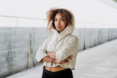 Portrait of african american woman in urban area