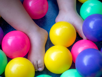 High angle view of multi colored balloons