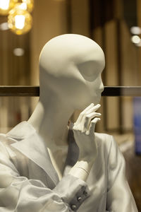 Close-up of female mannequin in store