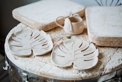 Close-up of bread in plate on table