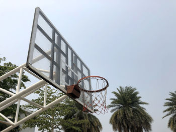 Low angle view of basketball hoop against sky