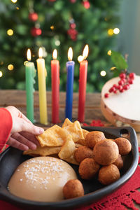 High angle view of ice cream on table