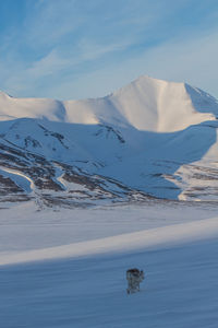 Scenic view of mountains against sky during winter