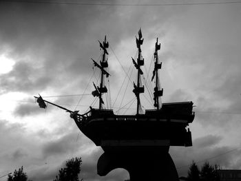 Low angle view of silhouette ship against sky