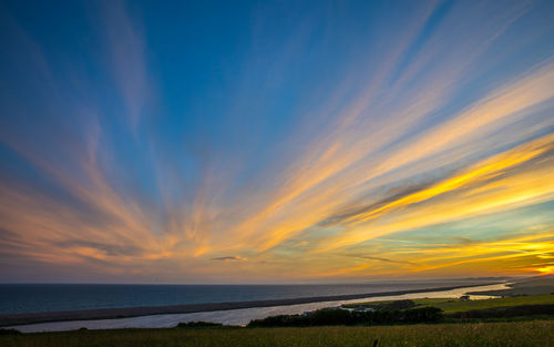 Sunset at sea barn farm, fleet, weymouth, uk