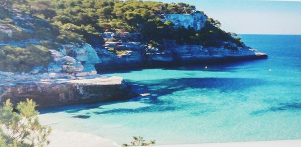 Scenic view of sea and rocks