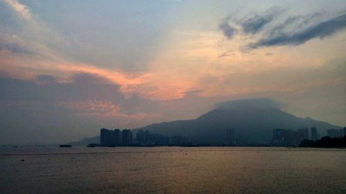 View of cityscape at sunset