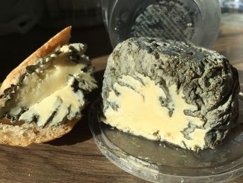 Close-up of ice cream on table