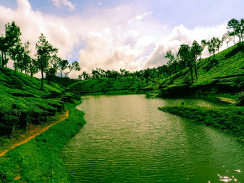 Scenic view of lake against sky
