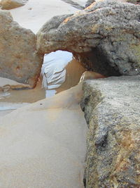 Close-up of rock on beach