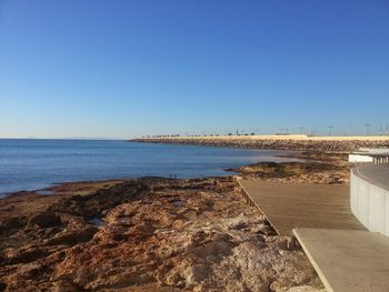 Scenic view of sea against clear sky