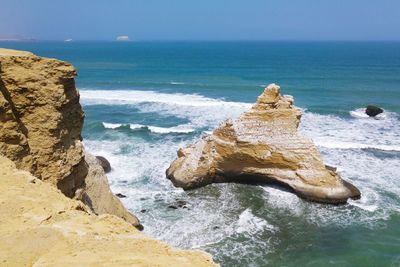 Scenic view of sea against clear sky