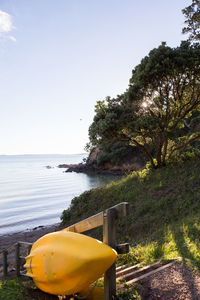 Scenic view of sea against clear sky