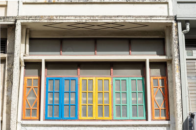 Low angle view of windows on building