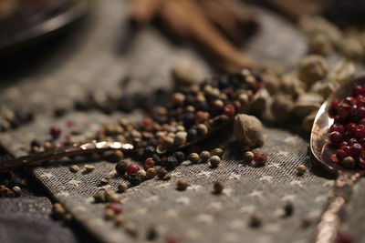 High angle view of berries on table