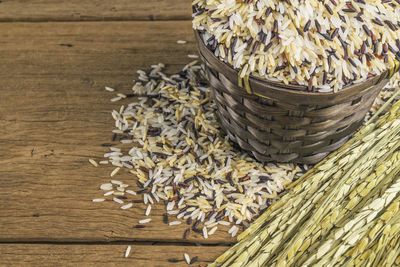 Close-up of wheat in basket