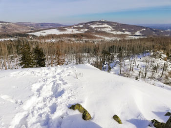 Snow covered mountain against sky