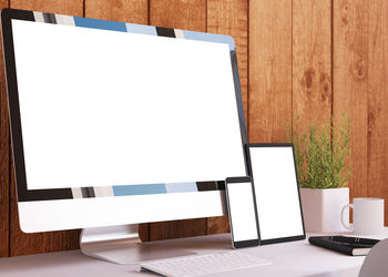 Computer on table at home