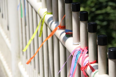 Close-up of metallic railing