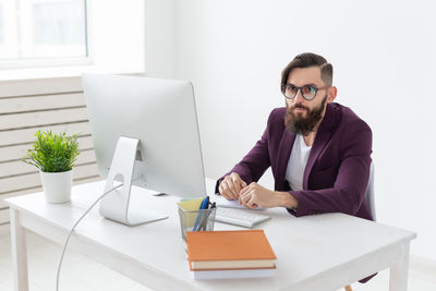 Man working on table