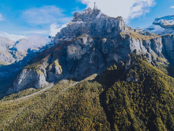 Panoramic view of mountain range against sky