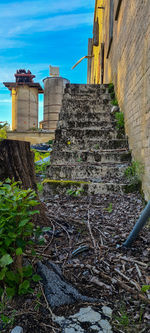 Low angle view of old building against sky