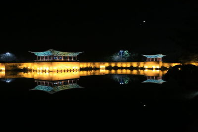 Illuminated building at night