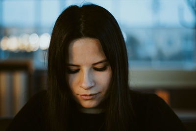 Close-up portrait of a young woman