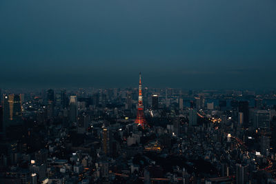 Illuminated cityscape at night