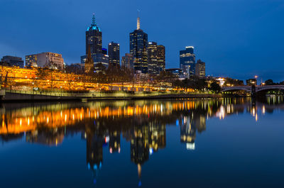 Illuminated cityscape at night