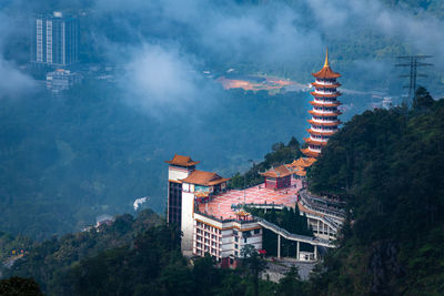 High angle view of buildings in city