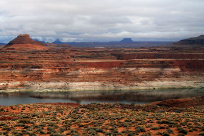 View of lake against cloudy sky