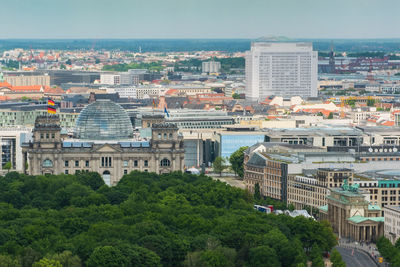 High angle view of cityscape against sky