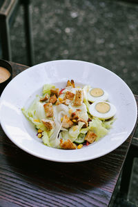 Close-up of food in plate on table