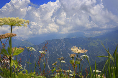 Scenic view of mountains against sky