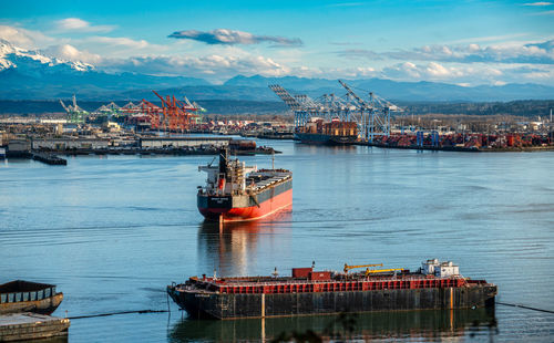 A view of the port of tacoma in washington state.