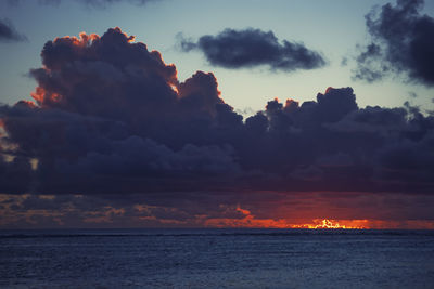 Scenic view of sea against sky at sunset