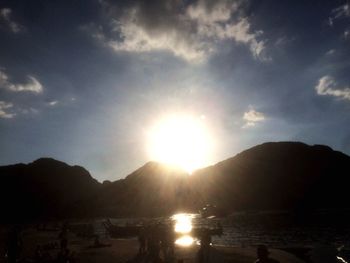 Scenic view of mountains against sky during sunset