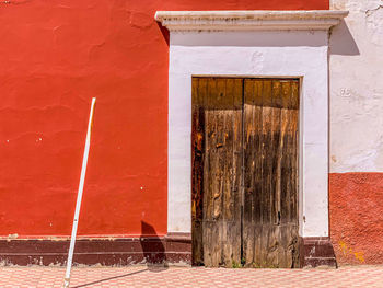 Closed door of old building