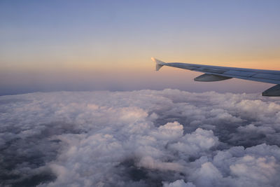 Airplane view of the sky and clouds