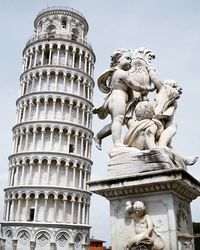 Low angle view of statue against building