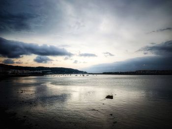 View of lake against cloudy sky