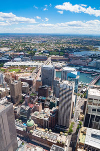High angle view of buildings in city